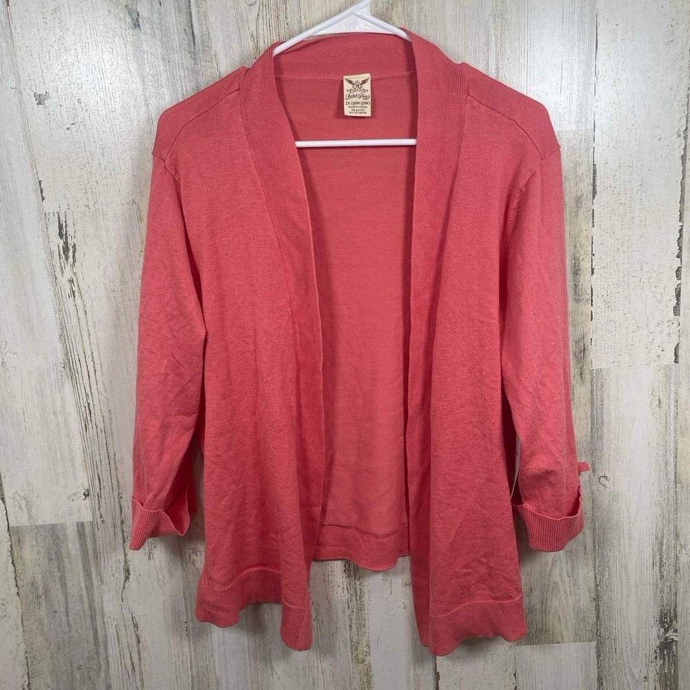 Faded Glory‎ Y2K Open Front Cardigan size 2XL 18-20 Island Coral NWT